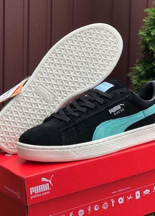 Женские кроссовки puma suede classic замшевые черные бирюзовые3 фото