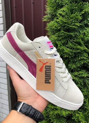 Жіночі кросівки puma suede classic замшеві бежеві бордові