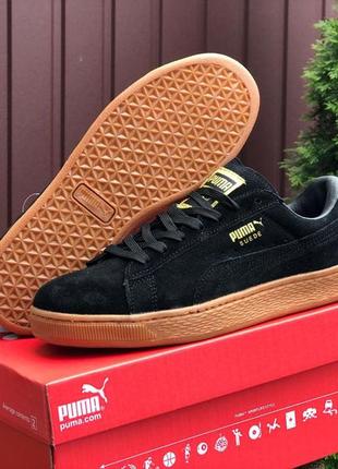 Женские кроссовки puma suede classic замшевые черный коричневый3 фото