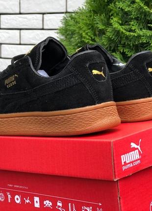 Женские кроссовки puma suede classic замшевые черный коричневый4 фото