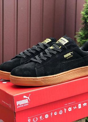 Женские кроссовки puma suede classic замшевые черный коричневый2 фото