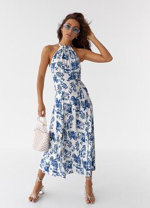 Летнее платье с распорками и кулиской на горловине