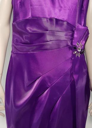 Платье нарядное "tetra" фиолетовое ассиметричное с декором4 фото