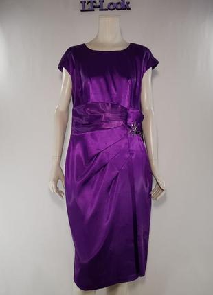 Платье нарядное "tetra" фиолетовое ассиметричное с декором2 фото