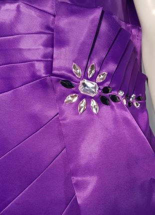 Платье нарядное "tetra" фиолетовое ассиметричное с декором5 фото