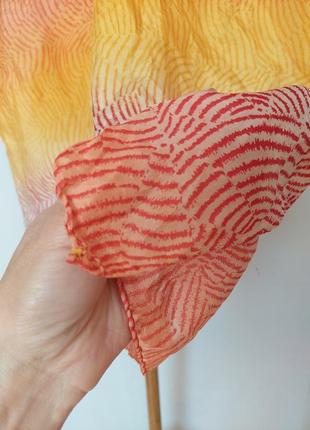 Шелковый разноцветный легкий шарфик * шов роуль*(54 см на 147 см)4 фото