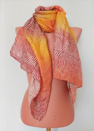 Шелковый разноцветный легкий шарфик * шов роуль*(54 см на 147 см)1 фото