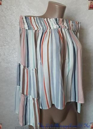 Фирменная primark блуза со 100 % вискозы в мелкую полосочку и пышными рукавами, размер л3 фото