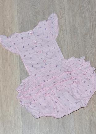 Песочник mothercare 3-6 мес. пісочник летний боди бодик бодік боді с рюшиками рюшами літній красивый нарядный классный ошатне цветочки квіточки1 фото