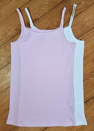 Комплект маек для девочки из 2 штук, рост 134-140 (9-10 лет), цвет розовый, белый