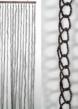 Фіранка на двері мотузка кільця коричневий / фіранка на двері мотузка кільця коричневий 185x90 см