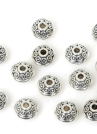 Бусины разделители 6  мм, металлические  металл  серебряный