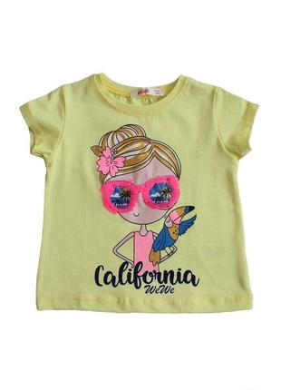 Футболка светло-желтая "california" для маленькой девочки (104 см.)  wewe 7550000280863