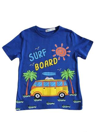 Футболка синя "surf board" для маленького хлопчика (104 см)  wewe 75500002877011 фото