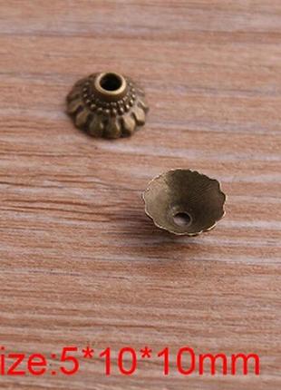 Концевики - колпачки для украшений  цвет античная бронза2 фото