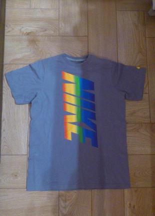 Футболка мужская серая найк футболка чоловіча сіра t-shirt nike big logo color print р.xl🇺🇸🇹🇷