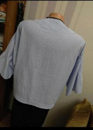 Блакитна блуза бавовняна голубая блузка  хлопковая вишивка2 фото