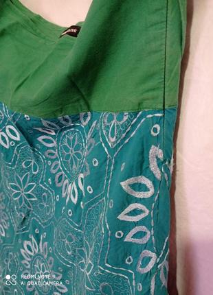 Хлопковая длинная пышная юбка теал бирюзовая морской волны с вышивкой хлопок на молнии5 фото