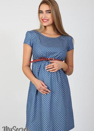 Легкое платье для беременных и кормящих celena dr-27.031, звездочки на темном джинсе1 фото