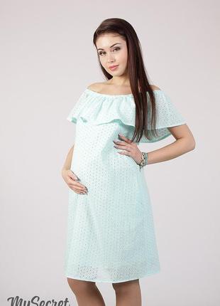 Летнее хлопковое платье для беременных и кормящих elezevin dr-28.041, мята4 фото