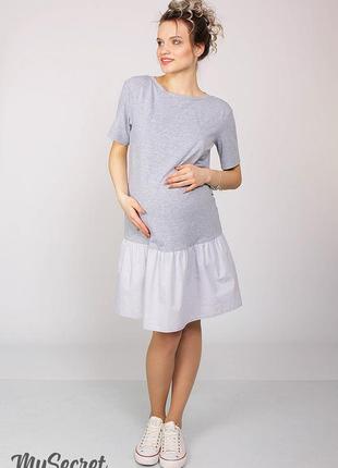 Платье-футболка из поплина для беременных и кормящих missi dr-28.062, серый меланж 48-50 размер
