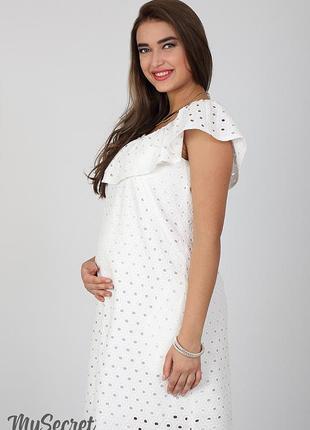 Ультра модное платье для беременных и кормящих elezevin dr-27.022, молочное размер 484 фото