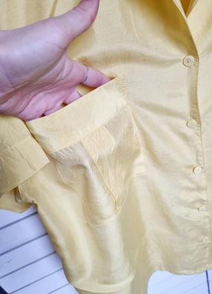 Батальная винтажная желтая шелковая рубашка шведка3 фото