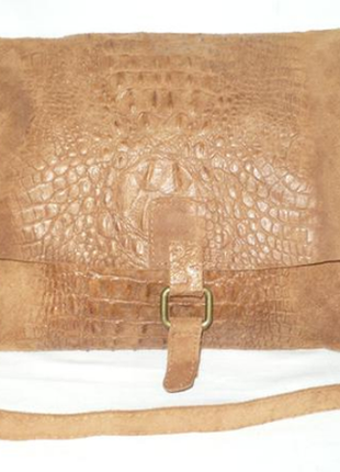 Италия мягкая тёмно-оранжевая сумка натуральная замша принт рептилия шкіряна сумка кроссбоді
