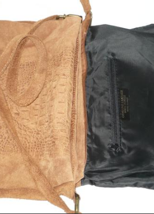 Італія м'яка темно-помаранчева сумка натуральна замша принт рептилія шкіряна сумка кроссбоді8 фото