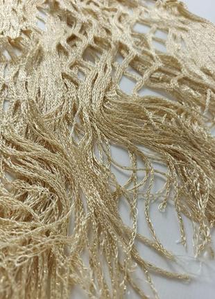 Золотой золотистый вечерний нарядный шарф палантин сетка с люрексом мягкий новый качественный