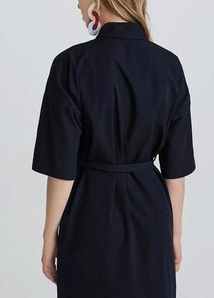 Сукня - сорочка із віскози чорного кольору з поясом від vila🔥3 фото