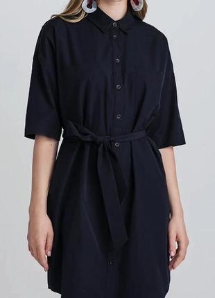 Сукня - сорочка із віскози чорного кольору з поясом від vila🔥1 фото