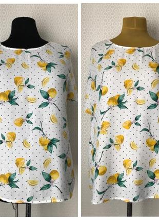 Две блузы из вискозы  в лимоны от esmara, размер 56 (укр 62-64) и прим 46-48 (укр 52-54-56)6 фото