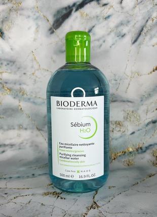Міцелярна вода для комбінованої та жирної шкіри bioderma sebium h2o 500мл