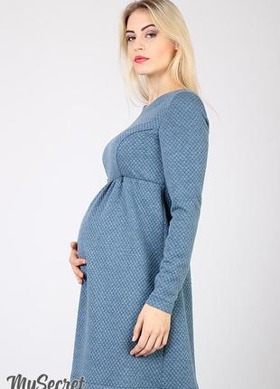 Платье для беременных и кормящих orbi dr-46.121, джинсово-синий меланж, размер 444 фото