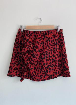 Мини юбка анималистический принт леопард1 фото
