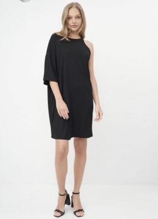 L/xl чёрное платье сарафан стретч в рубчик свободного кроя1 фото