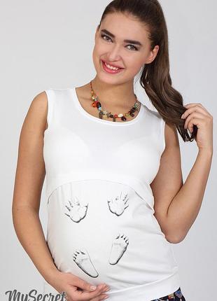 Облягає футболка для вагітних careti new ls-27.091 молочна1 фото