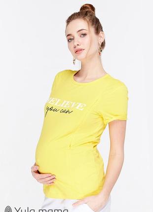 Футболка для вагітних і годуючих мам donna nr-29.071 жовта, юла мама1 фото