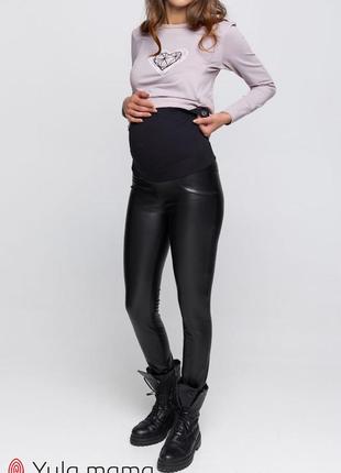 Теплі брюки-спідниці для вагітних elle tr-30.031, еко-шкіра4 фото