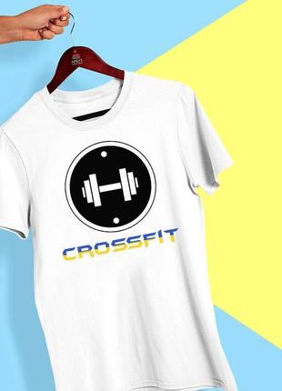 Футболка с принтом "crossfit  (сине-желтая надпись)" push it