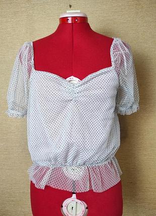 Літня легка блузка сітка горох топ