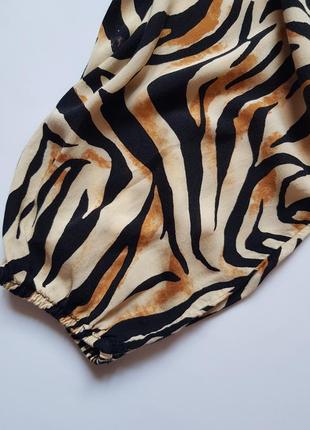Шикарная блуза с узлом в тигровый принт, укороченный топ с длинным рукавом, блуза топ7 фото