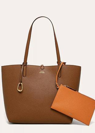 Шкіряна сумка шопер, кожаная сумка шопер ralph lauren, большая сумка на плече, вместительная сумка