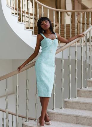 Шикарне плаття-футляр в бірюзовому кольорі