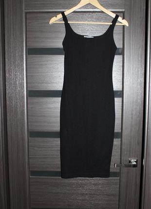 Черное платье миди от zara