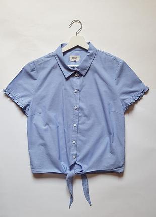 Классная летняя рубашка only, укороченная блуза на завязках, голубой летний топ