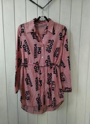 Туника блуза с буквенным принтом рубашка платье турция1 фото