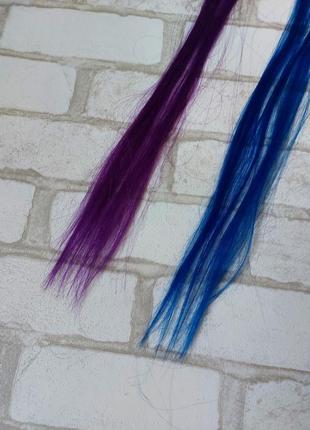 Пасма канекалоны кольорові волосся на шпильки фуксія і синій2 фото