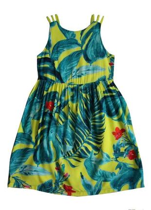 Платье для девочки интересного тропического принта. (128 см.)  nk unsea 8660100286784